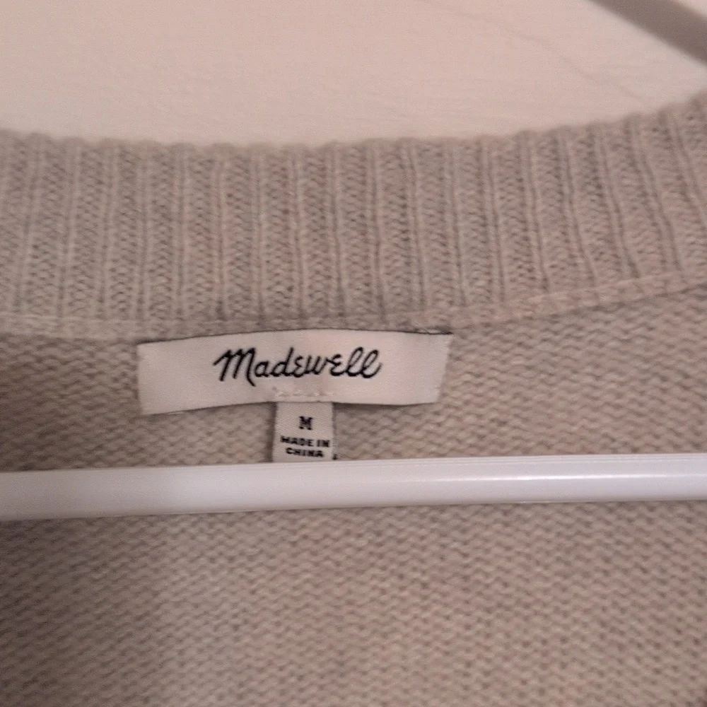 Madewell Wool Blend V-Neck Sweater Dress in Cream